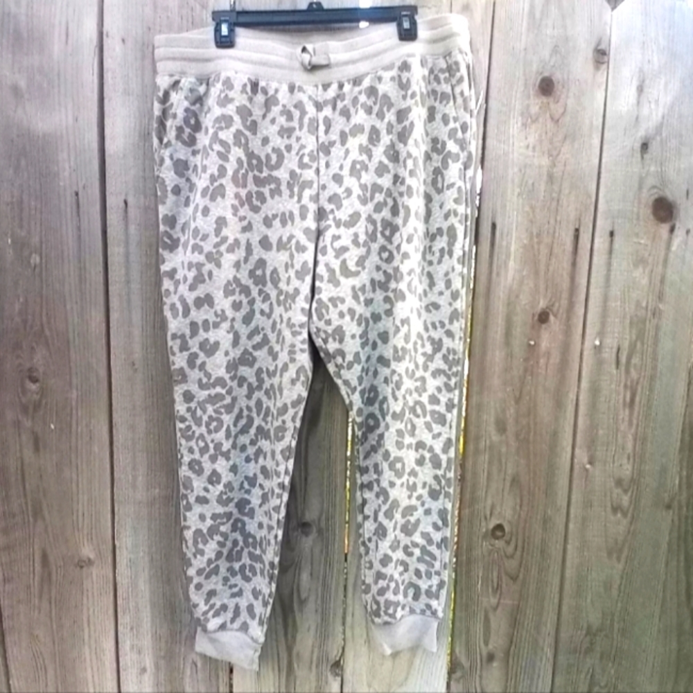 Old Navy Jigger Pants Womens Size XL Gray Animal Print Pullover Soft Tie Waist